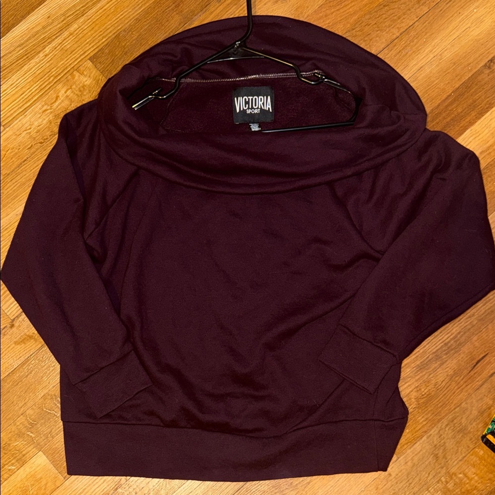 NWT Victoria Secret Sport Maroon Cowl Neck Long Sleeve Size Medium